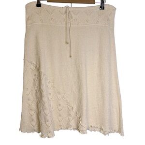 Wandering Sage Ivory Knit‎ Skirt 100% Cotton Peruvian Eco Sound Boho Festival XL